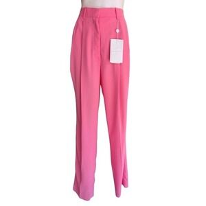NWT Maison Margiela Pink Pleated High Rise Straight Leg Trousers  IT Size 42